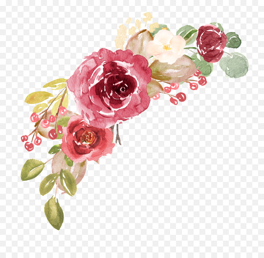 Flower Watercolor Png Pictures Free - Corner Transparent Background Watercolor Flowers Png Emoji,Flower Png