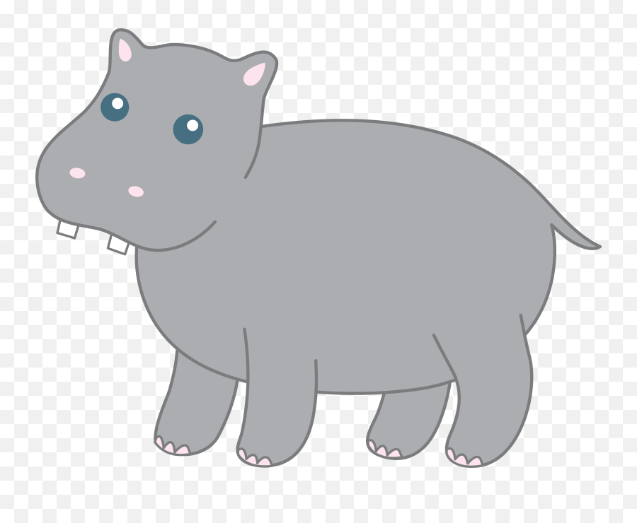 Gray Clipart Hippo - Hippopotamus Transparent Cartoon Animal Figure Emoji,Hippo Clipart