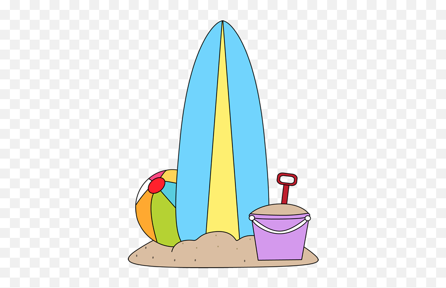 Download Hd Surfboard And Beach Toys - Kids Summer Clipart Beach Toys Cartoon Png Emoji,Summer Clipart