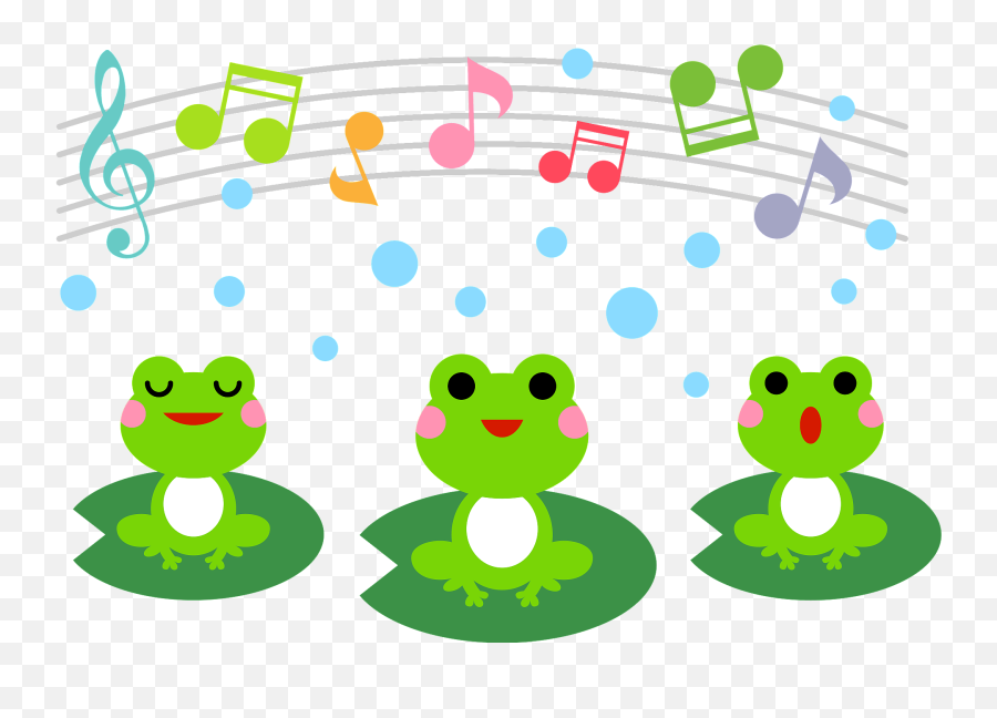 Frogs And Musical Notes On A Staff Clipart Free Download Emoji,Music Note Clipart Free