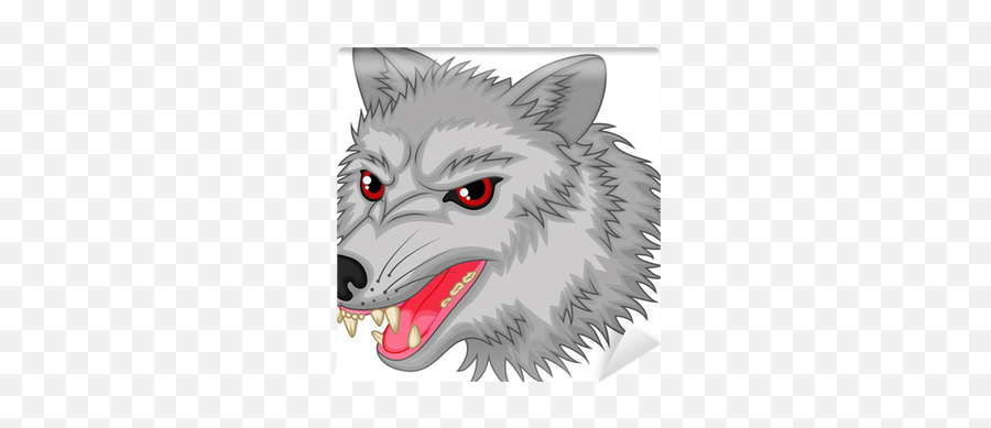 Angry Wolf Cartoon Character Wall Mural U2022 Pixers - We Live To Change Emoji,Wolf Clipart Face