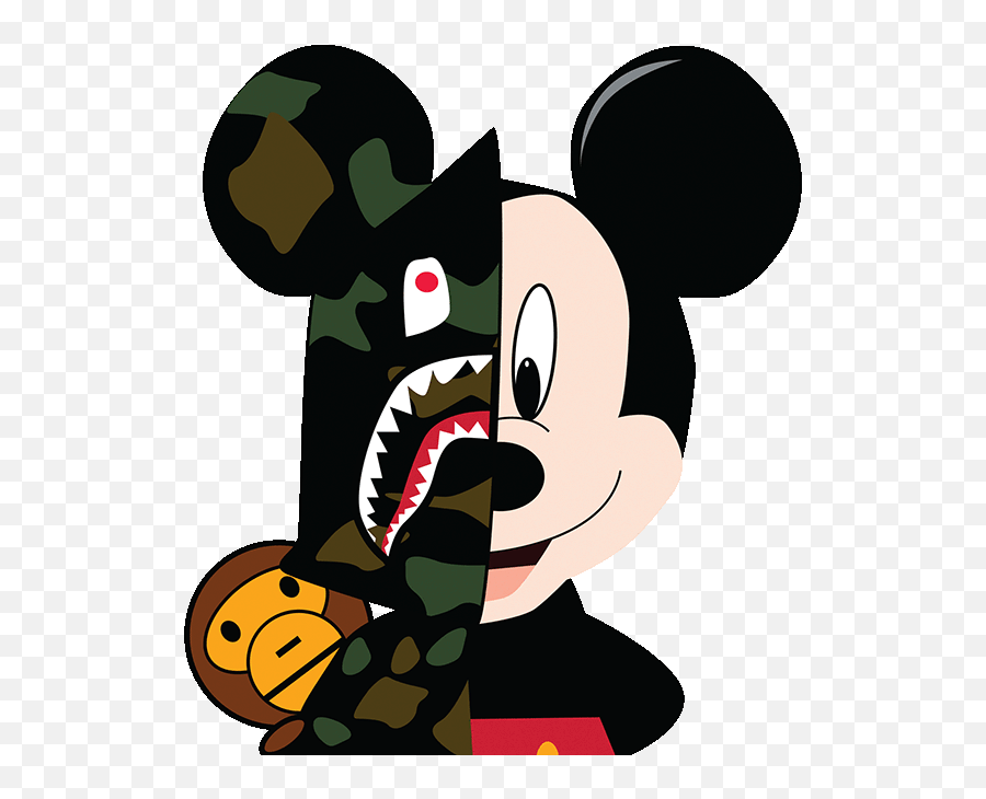 Bape Cartoon Logo - Logodix Tee Shirt Supreme Mickey Emoji,Bape Logo