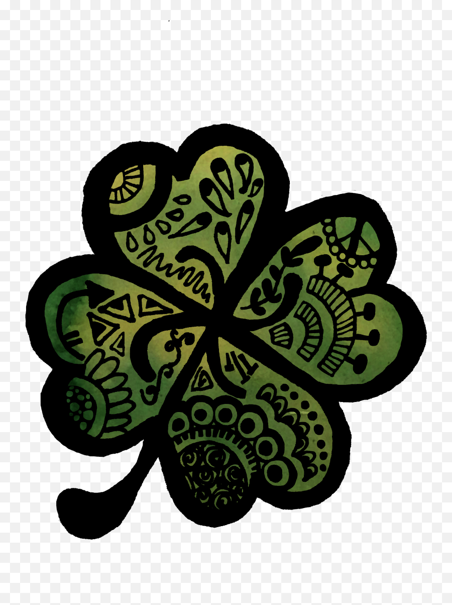 Download Four Leaf Clover Zentangle - Shamrock Full Size Zentangle Patterns 4 Leaf Clover Emoji,Four Leaf Clover Png