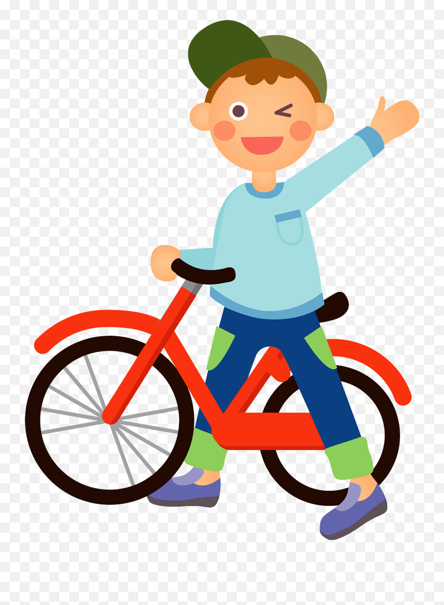 Boy Is Riding His Bicycle Clipart Free Download Transparent - Boy Standing Next To Bycicle Clipart Emoji,Bicycle Clipart