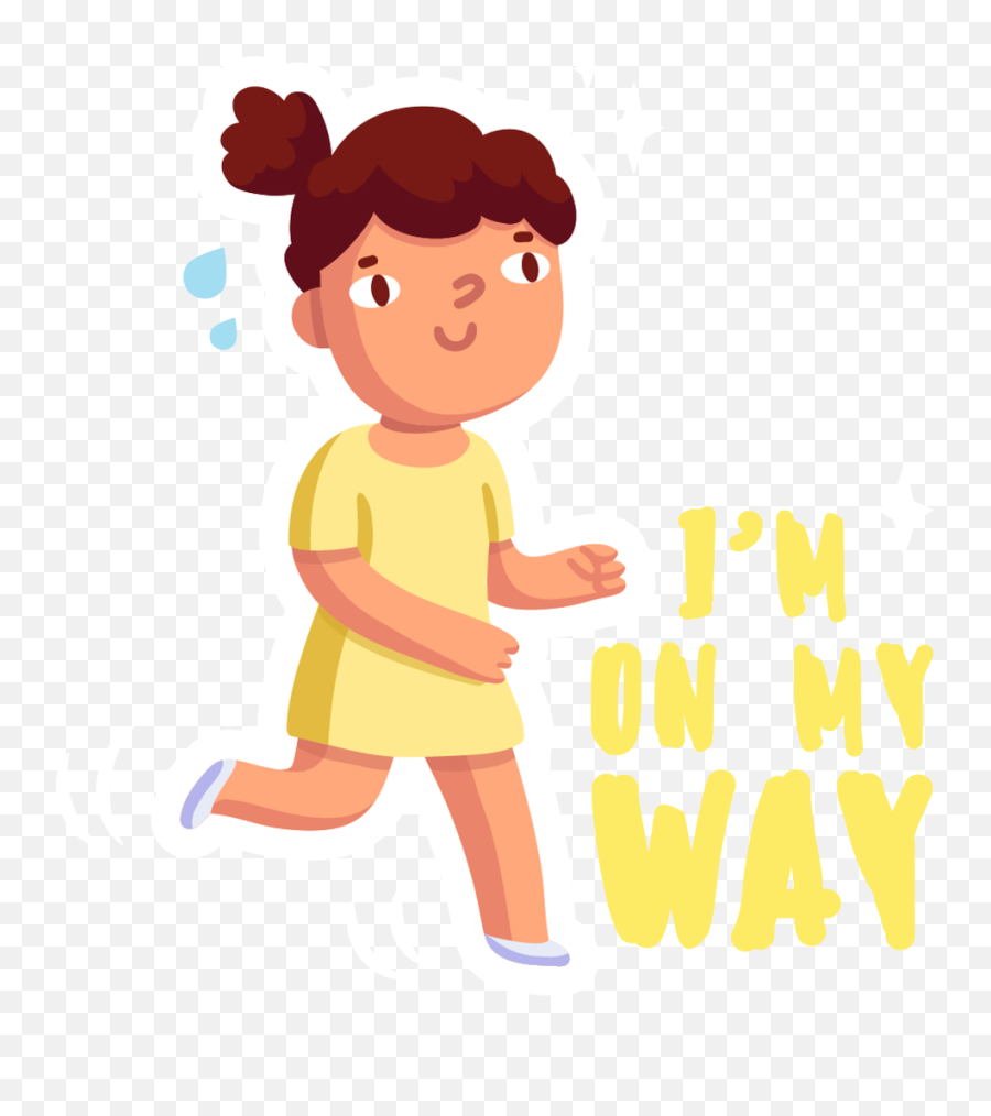 Cute Girl Cartoon Character In Yellow Dress Running Online Emoji,Cute Girl Clipart