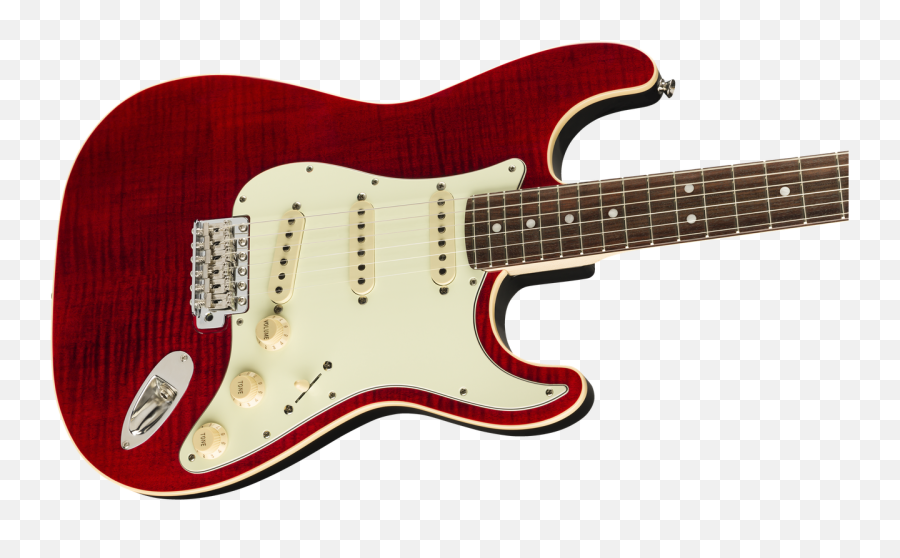 Fender Aerodyne Classic Stratocaster Flame Maple Top Rosewood Fingerboard Crimson Red Transparent 5560052338 Emoji,Transparent Guitars