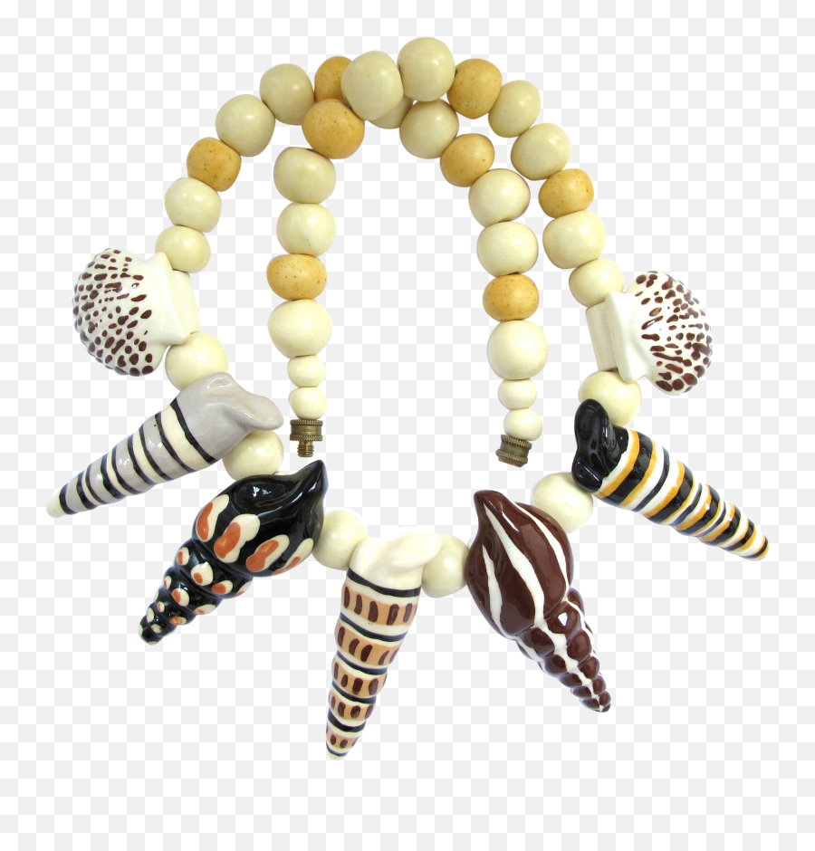Download Flying Colors Ceramic Sea Shells Necklace - Bead Emoji,Bead Png