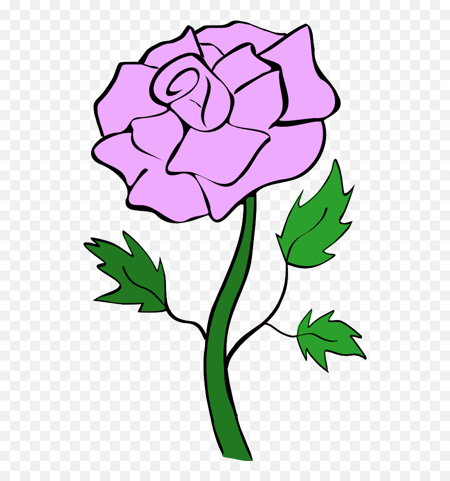 Purple Rose Flower Clipart - Purple Flower With Stem Clipart Emoji,Flower Clipart
