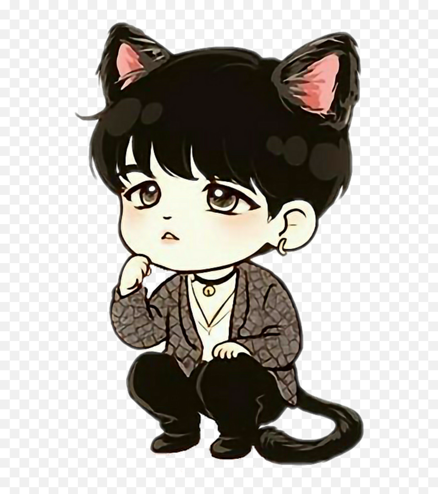Mq Cat Bts Anime Boy - Bts Suga Fanart Chibi Bts Chibi Jin Cute Emoji,Yoongi Transparent