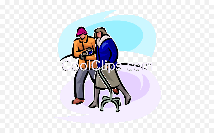 Download Hd Couple Walking In The Cold With A Walker Royalty Emoji,Couple Walking Png