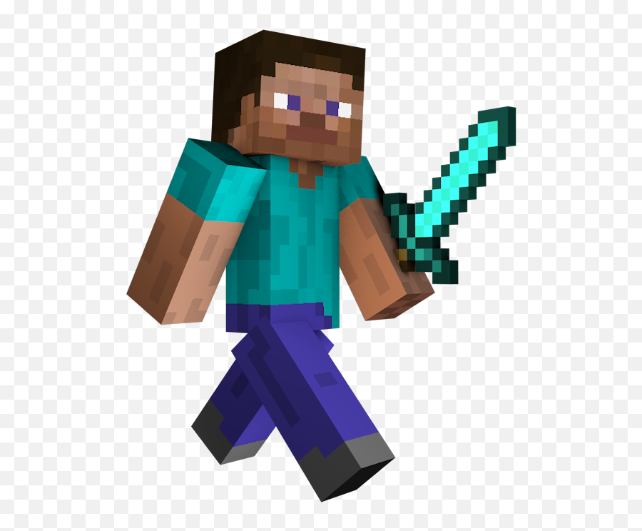 Minecraft Steve With Diamond Sword - Steve Minecraft Png Emoji,Minecraft Diamond Sword Png