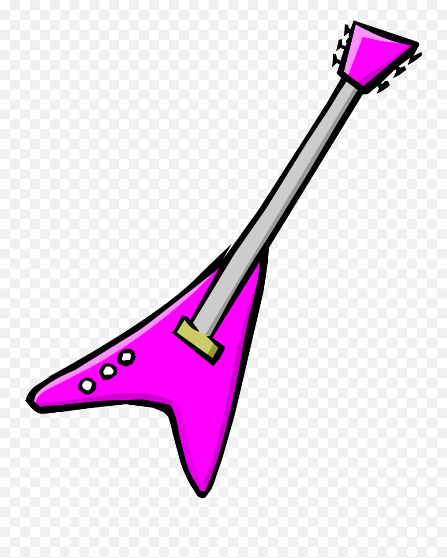Download Hd Pink Electric Guitar Clipart - Club Penguin Pink Club Penguin Red Electric Guitar Emoji,Guitar Clipart