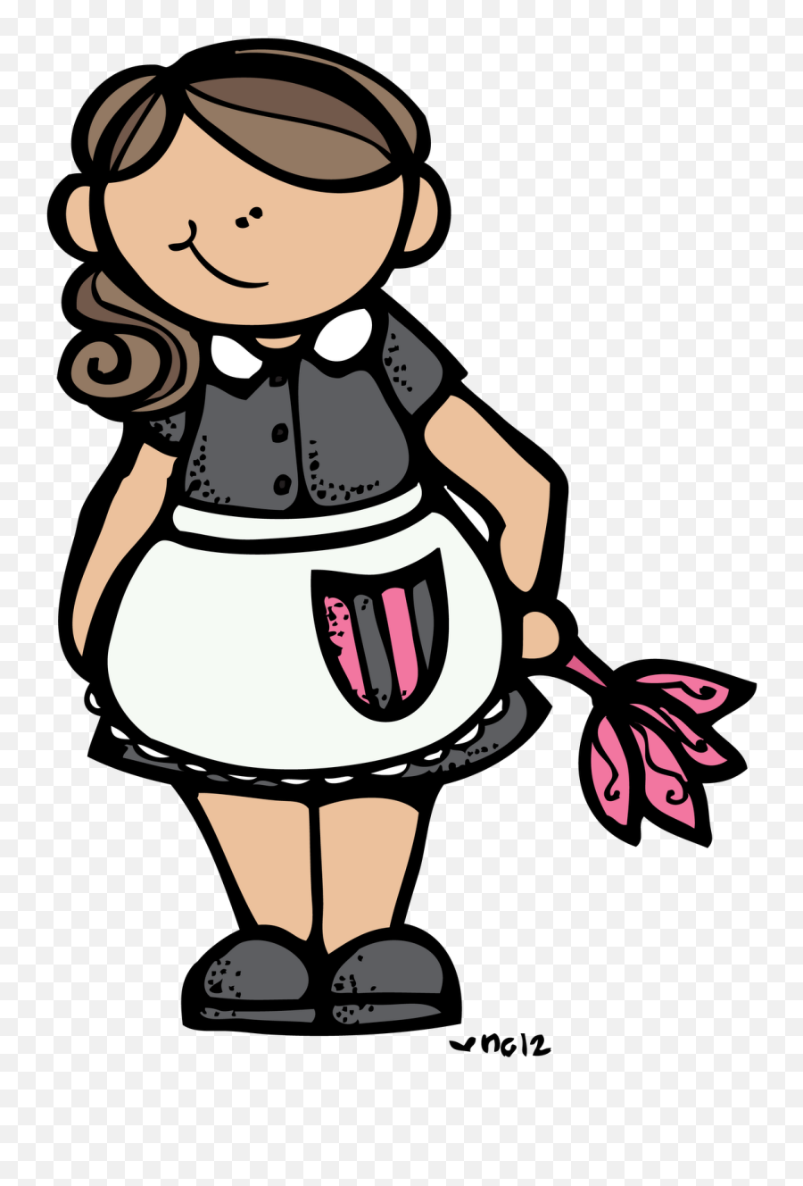 Clipart Girl Maid Melonheadz Clip Art Boy And Girl Drawing - Maid Clipart Emoji,Squirrel Clipart