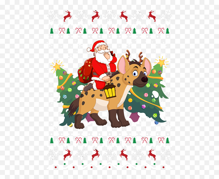 Ugly Hyena Xmas Gift Funny Santa Riding Hyena Christmas Emoji,Hyena Clipart