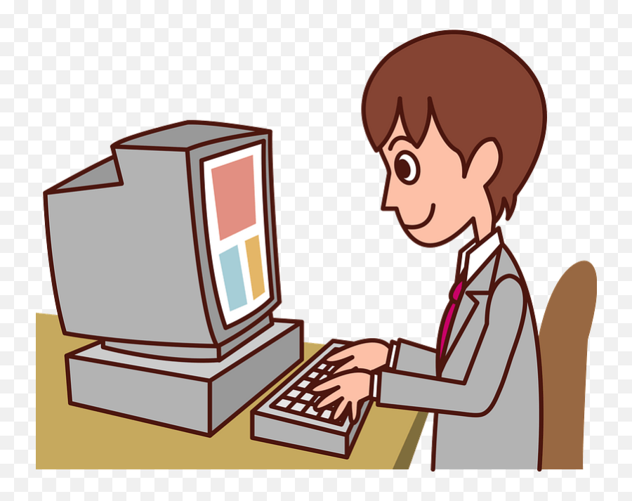 Businessman Working At His Desk Clipart - Computer User Clipart Emoji,Working Clipart