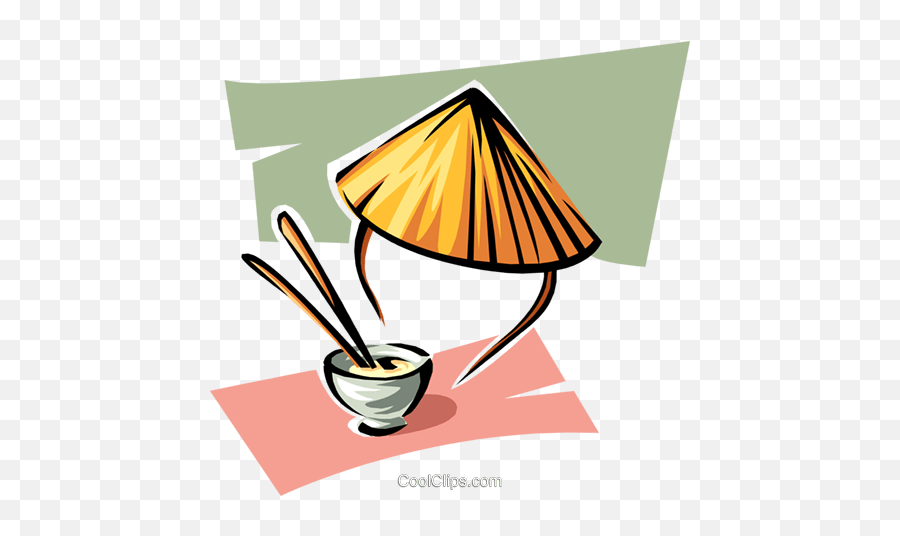Rice Bowl And Chinese Hat Royalty Free Vector Clip Art - China Hat Clipart Emoji,Chinese Food Clipart