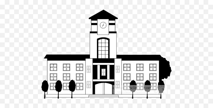 Library Of Black School Clipart Black And White Png Files - School Building Public School Clipart Emoji,College Clipart