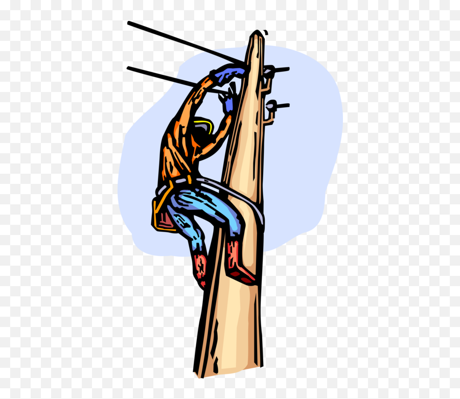 Electrician Lineman Maintains Power Line - Vector Image Emoji,Electrician Clipart