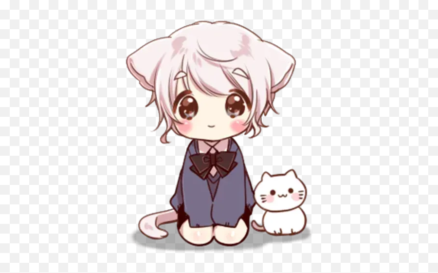 Cute Cat Ear Boy Sticker Pack - Stickers Cloud Emoji,Anime Cat Ears Png