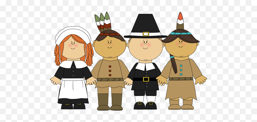 Pilgrims And Indians Thanksgiving Clip - Pilgrims And Indians Clipart Emoji,Pilgrim Clipart