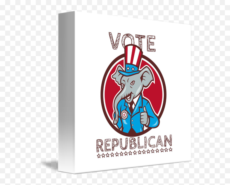 Vote Republican Elephant Mascot Thumbs Up Circle C By Aloysius Patrimonio - Republican Emoji,Republican Elephant Logo