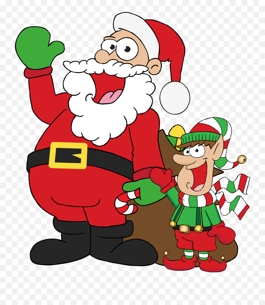Childrens Party Joke For Kids At Christmas - Cartoon Santa And Elf Emoji,Christmas Party Clipart