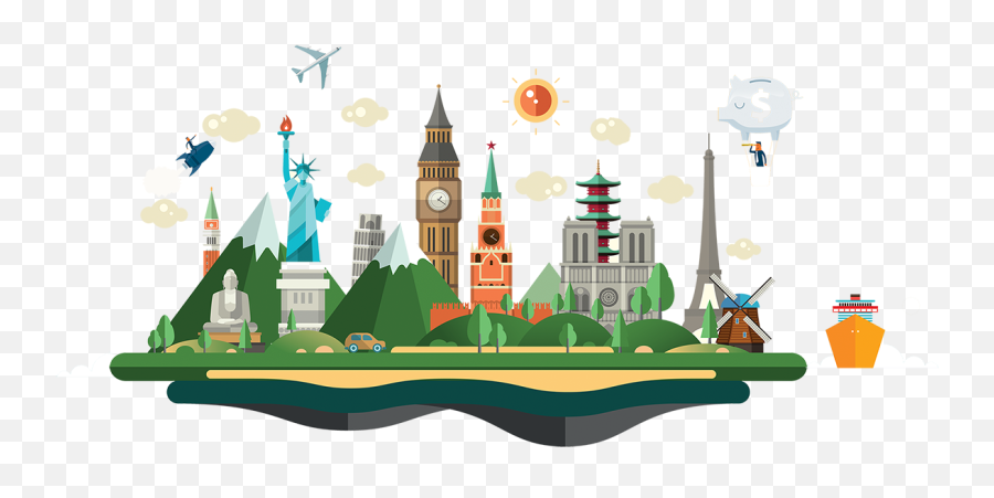 Earth Travel World Png Transparent - Famous World Landmarks Clipart Emoji,World Png