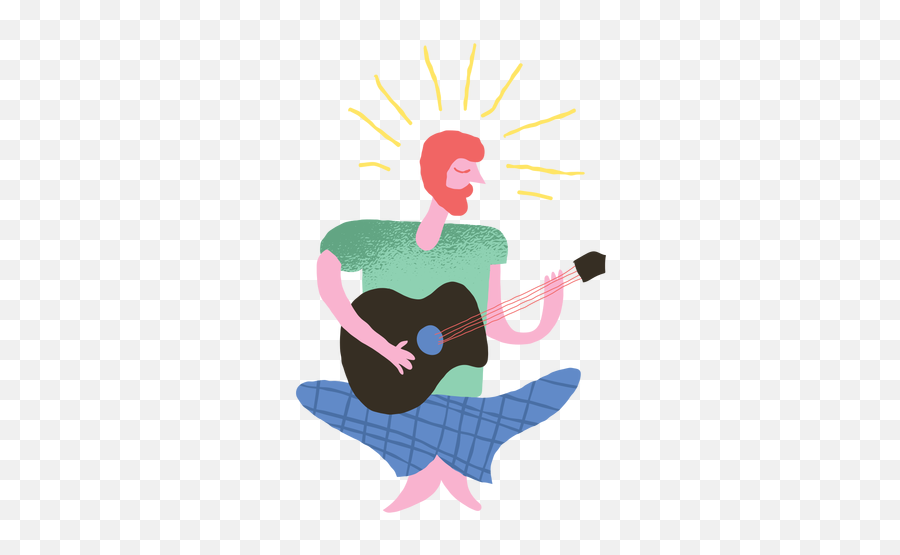 Hippie Man Playing Guitar Doodle Transparent Png - Hippie Emoji,Hippie Clipart