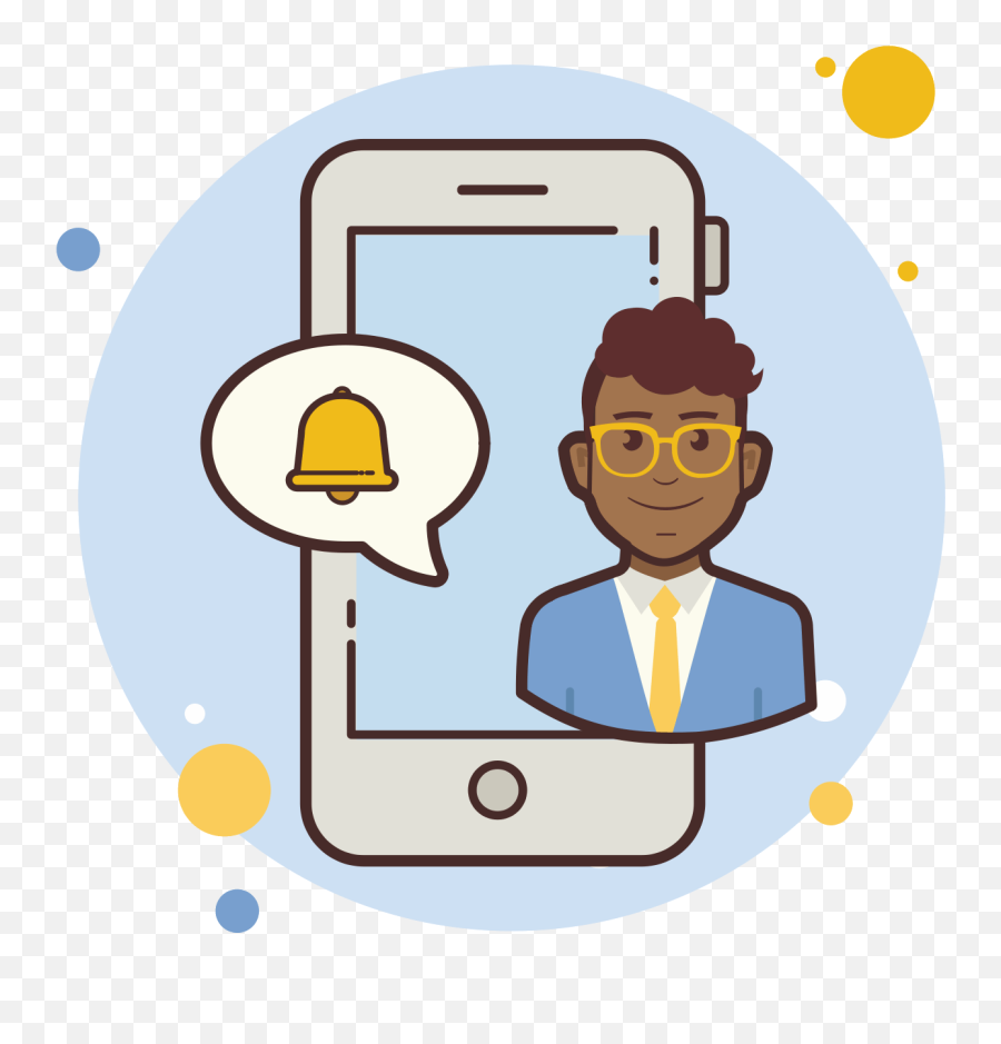 Download Man Phone Notification Bell Icon - Mobile Phone Png Man With Mobile Icon Png Emoji,Notification Bell Png