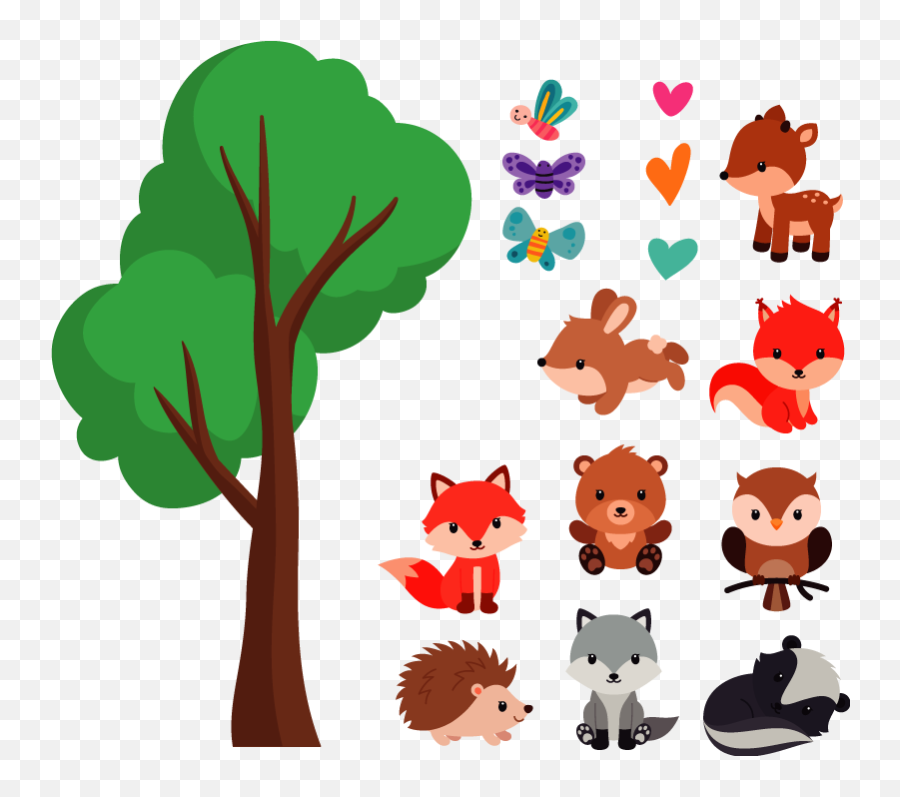 Cheerful Forest Animals Wild Animal Sticker - Cartoon Woodland Animals Vector Free Emoji,Baby Animal Clipart