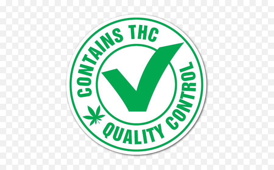 1 Inch Circle Qc Contains Thc Labels Green On White Custom Emoji,Green Checkmark Png