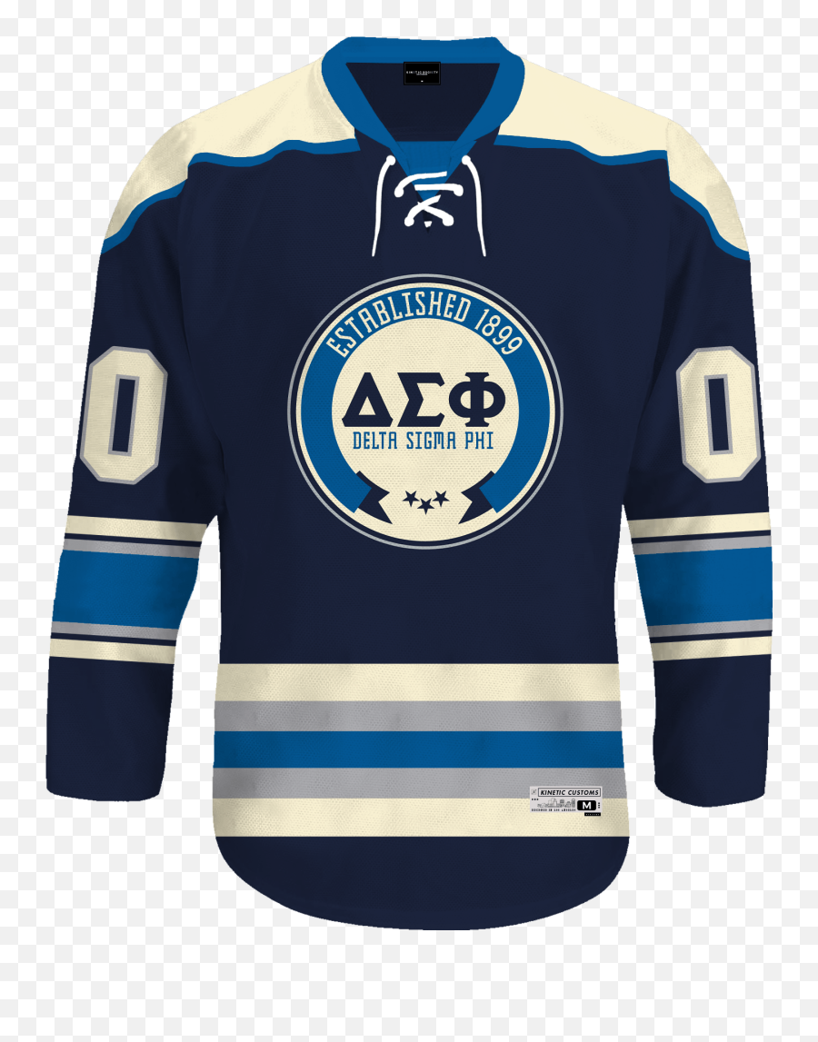 Delta Sigma Phi - Blue Cream Hockey Jersey U2013 Kinetic Society Llc Emoji,Alpha Epsilon Delta Logo