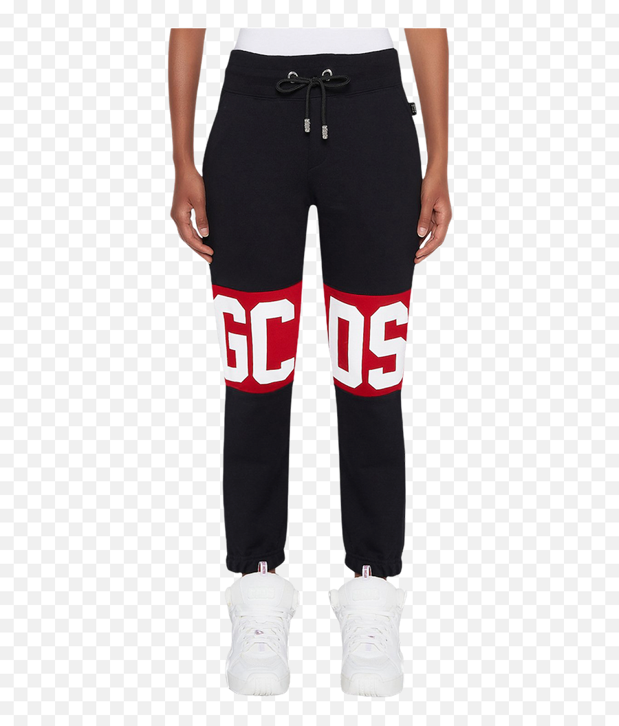 Gcds Logo Band Women Cc94w031001 - 02 Sweatpants Blackred Straight Leg Emoji,Iise Logo