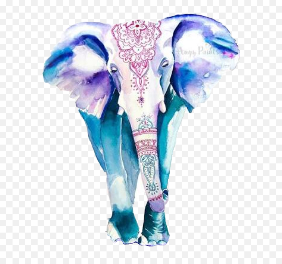 Hd Water Color Elephant Transparent Png - Watercolor Elephant Emoji,Elephant Transparent Background