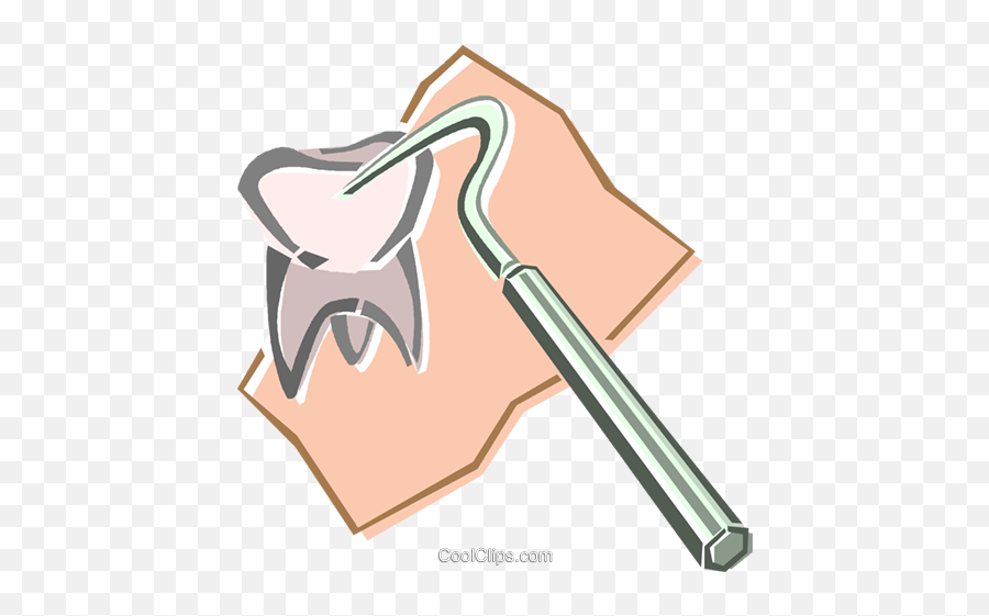 Dental Pick And Tooth Royalty Free Vector Clip Art - Metalworking Hand Tool Emoji,Dentist Clipart
