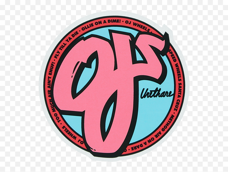 Oj Logo Pink Mylar Decal 4x4 - Skateboardscom Emoji,4 X4 Logo