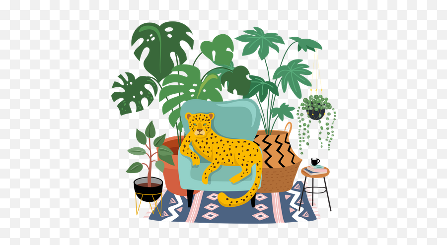 Best Premium Trendy Home Decor With Plants Leopards Cacti Emoji,Jungle Plants Png
