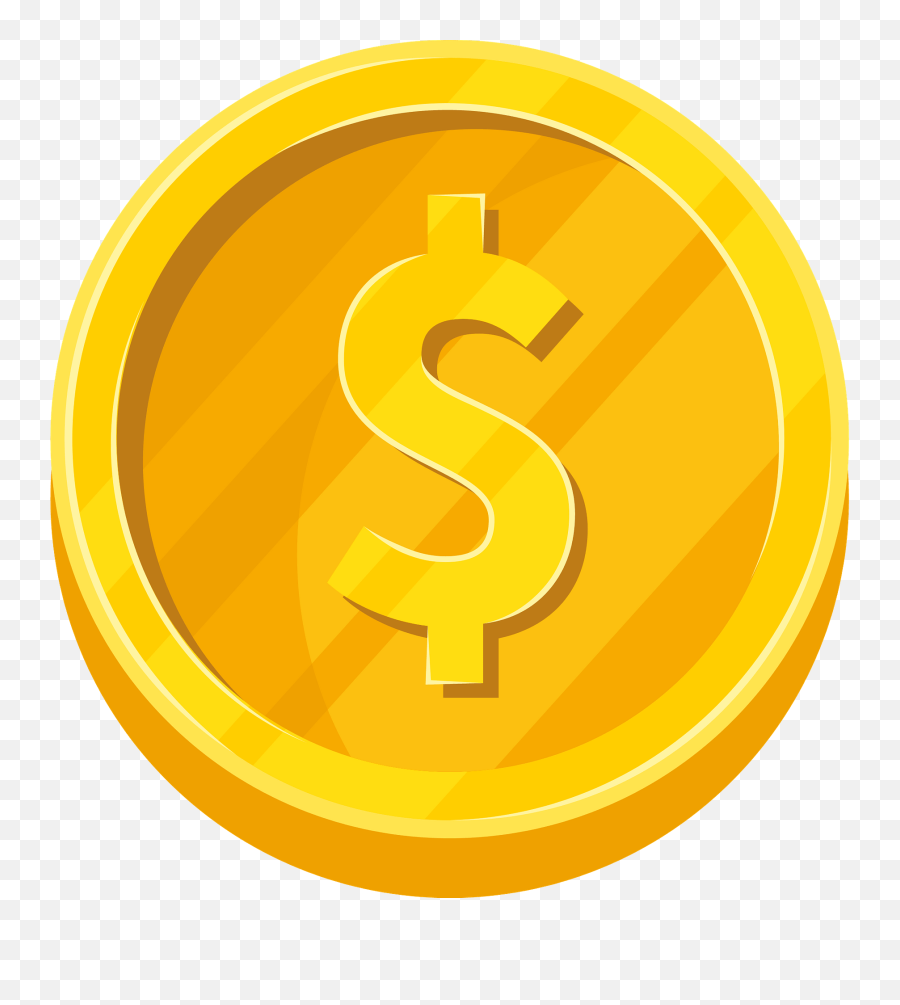 Golden Dollar Coin Clipart - Dollar Coin Clipart Png Emoji,Coin Clipart