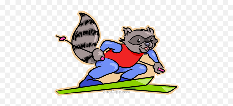 Raccoon On Downhill Skis Royalty Free Vector Clip Art Emoji,Raccoons Clipart