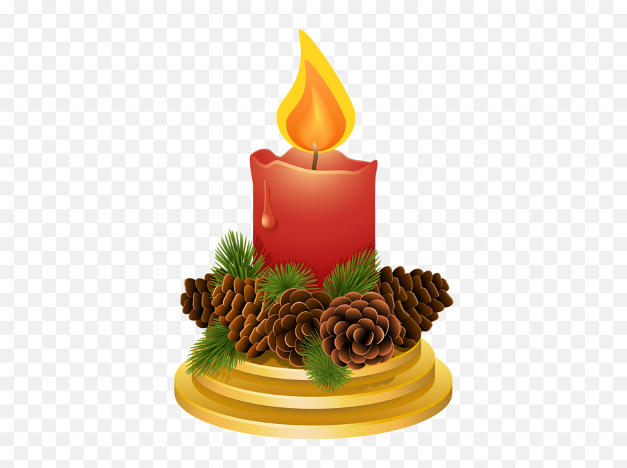 Download Christmas Candle With Pinecones Png Clipart Image - Cristmass Candel Clipart Png Emoji,Pinecone Clipart