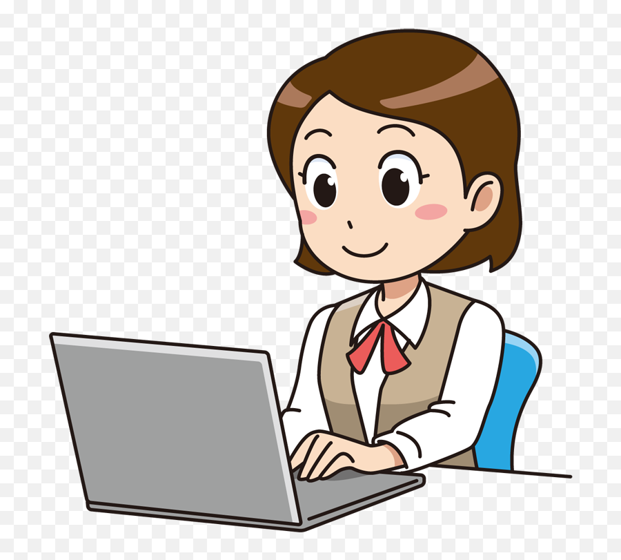 Business Woman Cartoon Png Clipart - Girl Using Laptop Clipart Emoji,Secretary Clipart
