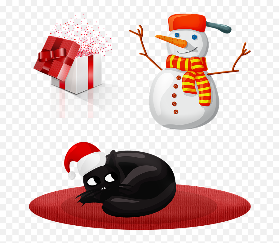 Christmas Cat Snowman Gift - Free Image On Pixabay Emoji,Snowman Png Transparent