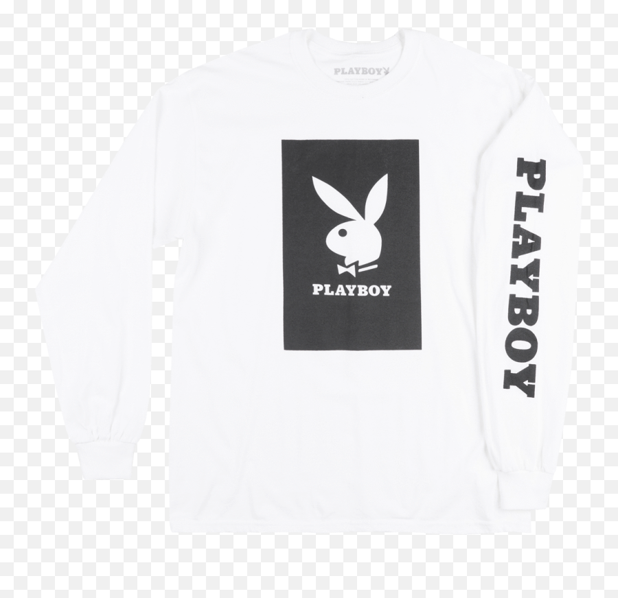 Download Hd Playboy Bunny Box Logo Long Sleeve Shirt Mens - Play Boy Emoji,Playboy Logo