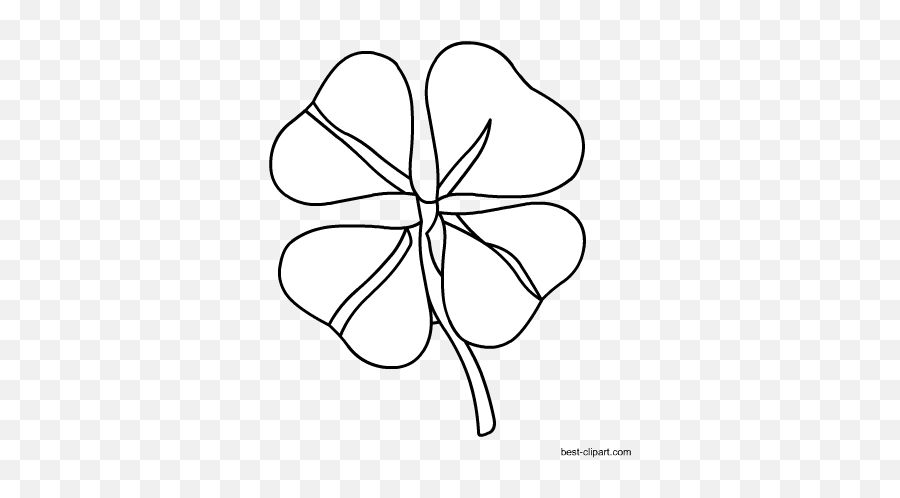 Free Black And White Four Leaves Clover Clipart Image - Girly Emoji,Clover Clipart