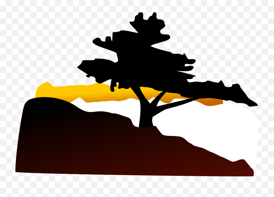 Landscape With The Silhouette Of The Tree Clipart - Bonsai Tree Clip Art Emoji,Tree Clipart