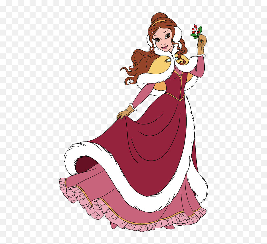 New Belle Holding Mistletoe - Beauty And The Beast The Beauty And The Beast Belle Christmas Emoji,Beauty And The Beast Clipart