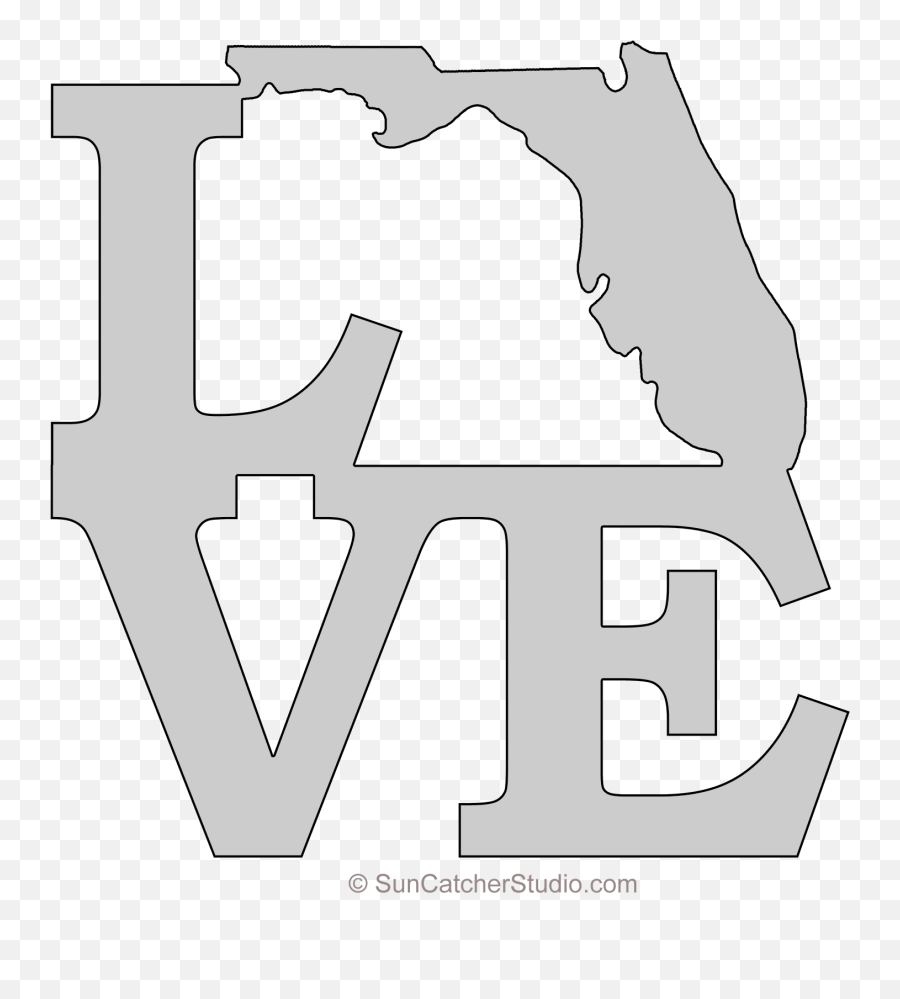 Download Hd Florida Love Map Outline Scroll Saw Pattern - Tijeras Y Peine De Estilista Emoji,Harley Davidson Logo Outline