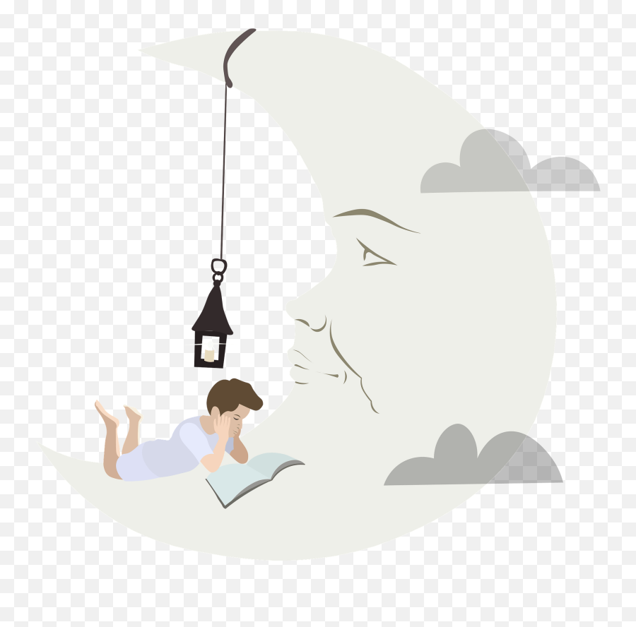 Boy Reading On The Moon Clipart Free Download Transparent Emoji,Kid Reading Clipart