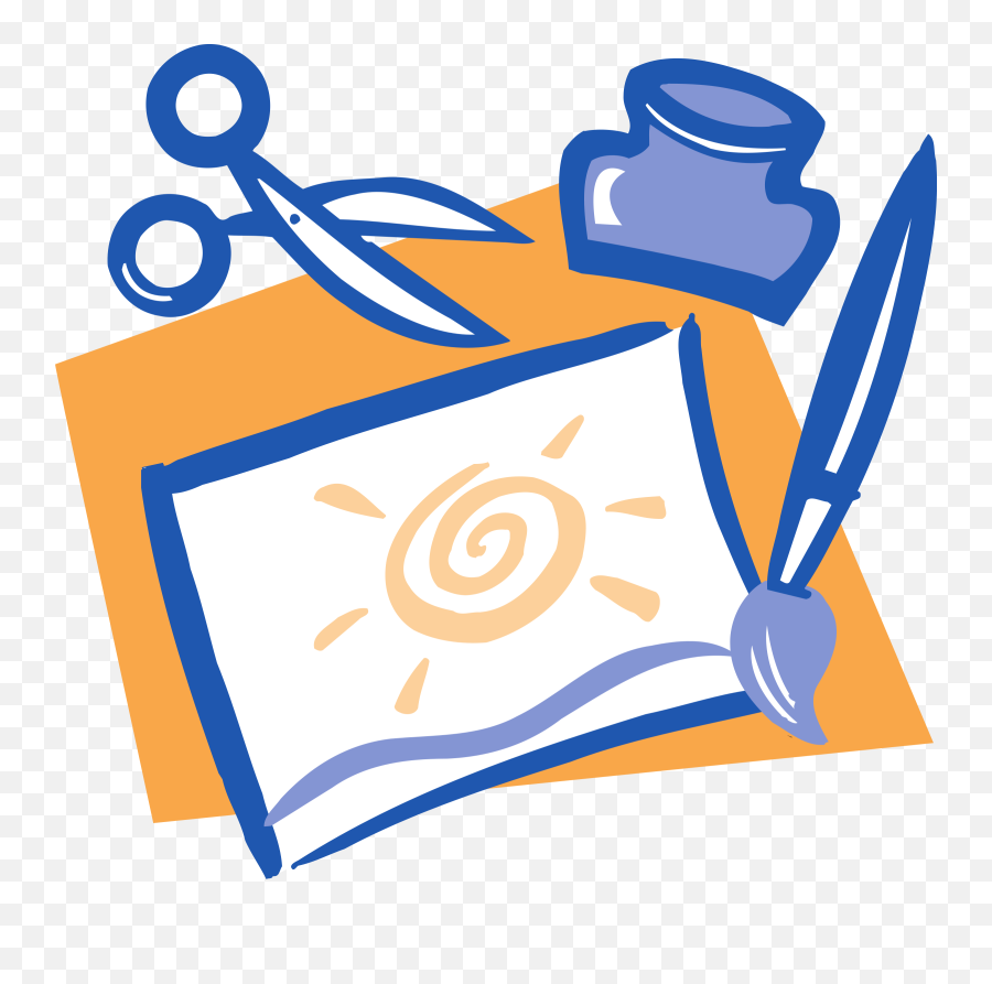 Paintbrush Scissors And Glue - Scissors Glue Clipart Emoji,Glue Clipart