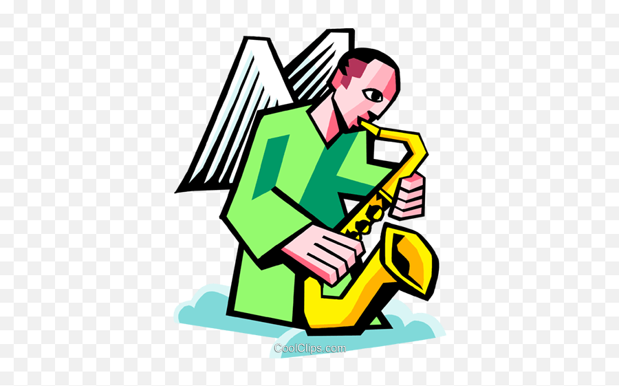 Angel Playing A Saxophone Royalty Free Vector Clip Art - Keyboard Player Emoji,Saxophone Clipart